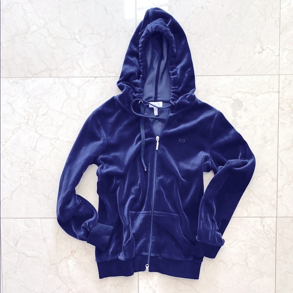 Velour Escada Sport Blue Hoodie with Sparkles
